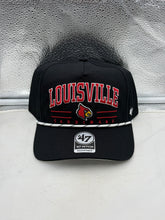 Load image into Gallery viewer, Louisville Cardinals NCAA '47 Brand Black Hitch Rope Adjustable Snapback Hat - a stylish accessory for fans to show their support for the Louisville Cardinals.