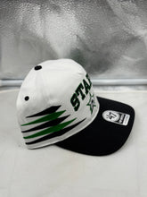 Load image into Gallery viewer, Side profile of the Dallas Stars NHL '47 Brand White Diamond Hitch Adjustable Snapback Hat emphasizing its stylish design, perfect for displaying your loyalty as a Dallas Stars hat fan.