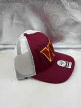 Load image into Gallery viewer, Back view of the Washington Commanders NFL '47 Brand Red Trucker Mesh Strapback Adjustable Hat displaying the adjustable strap for customized fit.