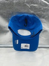 Load image into Gallery viewer, Model wearing the Detroit Lions NFL '47 Brand Throwback Blue Clean Up Adjustable Hat, demonstrating its comfortable fit and stylish look perfect for game day.