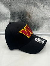 Load image into Gallery viewer, Washington Commanders NFL '47 Brand Black MVP Adjustable Hat showcasing the bold team logo and stylish design, perfect for fans to wear during games or casual outings.