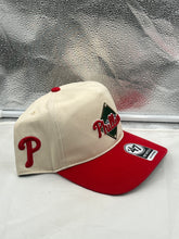 Load image into Gallery viewer, Philadelphia Phillies MLB '47 Brand Natural TT Hitch Adjustable Snapback Hat showcasing the iconic Phillies logo and versatile design, perfect for fans.