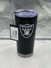 Load image into Gallery viewer, Las Vegas Raiders NFL 20oz Black Tumbler Cup Mug by Logo Brands showcasing the iconic team logo with a stylish black design.