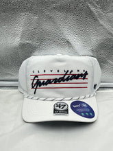Load image into Gallery viewer, Cleveland Guardians MLB 47 Brand White Script Hitch Rope Adjustable Snapback Hat - Casey's Sports Store