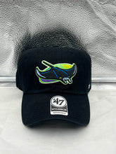 Load image into Gallery viewer, Tampa Bay Rays MLB '47 Brand Throwback Black Clean Up Adjustable Hat - Casey's Sports Store