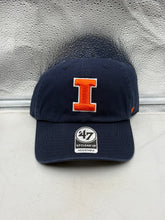Load image into Gallery viewer, Illinois Fighting Illini NCAA '47 Brand Navy Clean Up Adjustable Snapback Hat - front view Illinois Fighting Illini hat