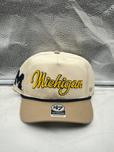 Load image into Gallery viewer, Michigan Wolverines NCAA '47 Brand Natural Two Tone Script Hitch Adjustable Hat - Casey's Sports Store