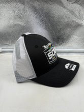 Load image into Gallery viewer, Close-up of Daytona 500 Logo on NASCAR Black Fan Favorite Trucker Mesh Snapback Adjustable Hat, showcasing the logo as a standout feature of this Daytona 500 hat.