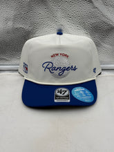 Load image into Gallery viewer, New York Rangers NHL '47 Brand Off White Rope Hitch Adjustable Snapback Hat featuring the team logo, perfect for showing your support as a fan with this stylish New York Rangers hat.