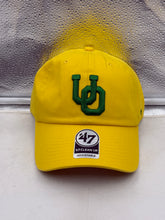 Load image into Gallery viewer, Oregon Ducks NCAA '47 Brand Throwback Yellow Clean Up Adjustable Strapback Hat featuring vibrant yellow color and adjustable strap for a comfortable fit.