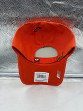 Load image into Gallery viewer, Virginia Tech Hokies NCAA '47 Brand Orange Clean Up Adjustable Strapback Hat placed on a table, highlighting its durable construction and bold design for fans.