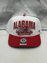 Load image into Gallery viewer, Alabama Crimson Tide NCAA '47 Brand White TT Hitch Snapback Adjustable Hat displayed from the front, showcasing the classic design and logo, ideal for sports fans and dedicated supporters of Alabama Crimson Tide.