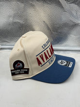 Load image into Gallery viewer, Side view of the Colorado Avalanche NHL '47 Throwback Natural TT Hitch Adjustable Snapback Hat, highlighting the clean design and bold branding of the Colorado Avalanche hat.