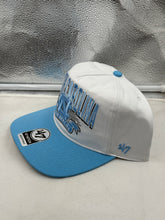 Load image into Gallery viewer, Front view of the North Carolina Tar Heels NCAA '47 Brand White TT Hitch Snapback Adjustable Hat featuring the adjustable snapback closure.