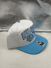 Load image into Gallery viewer, North Carolina Tar Heels NCAA '47 Brand White TT Hitch Snapback Adjustable Hat displayed on a neutral background showing its classic design and adjustable snapback feature.