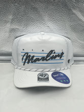Load image into Gallery viewer, Miami Marlins MLB '47 Brand White Script Hitch Rope Adjustable Snapback Hat - Casey's Sports Store