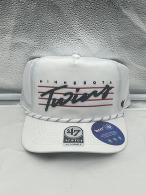 Minnesota Twins MLB '47 Brand White Script Hitch Rope Adjustable Snapback Hat - Casey's Sports Store