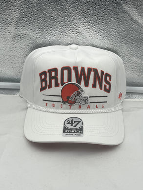 Cleveland Browns NFL '47 Brand Roscoe White Hitch Adjustable Snapback Hat - Casey's Sports Store