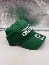 Load image into Gallery viewer, Stylish Philadelphia Eagles NFL '47 Brand Throwback Green Script Clean Up Adjustable Hat worn outdoors, perfect for showcasing team spirit.