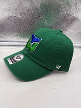 Load image into Gallery viewer, Side view of the Hartford Whalers NHL '47 Brand Throwback Green Clean Up Adjustable Hat featuring its adjustable back strap.