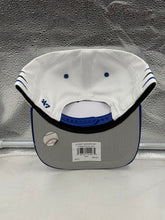 Load image into Gallery viewer, Back view of the Toronto Blue Jays MLB '47 Brand White TT Diamond Hitch Adjustable Snapback Hat highlighting the adjustable snapback strap.