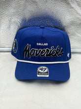 Load image into Gallery viewer, Dallas Mavericks NBA '47 Brand Script Blue Rope Hitch Snapback Adjustable Hat - Casey's Sports Store