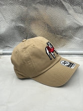 Load image into Gallery viewer, Georgia Bulldogs NCAA '47 Throwback Khaki Clean Up Adjustable Strapback Hat displayed in a front view, showcasing its embroidered logo and adjustable strap design.