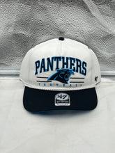 Load image into Gallery viewer, Carolina Panthers NFL '47 White TT Roscoe Hitch Rope Snapback Adjustable Hat, showcasing the iconic team logo on a stylish white background.