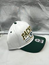 Load image into Gallery viewer, Green Bay Packers NFL '47 White TT Roscoe Hitch Rope Snapback Adjustable Hat displayed in a stylish setting, showcasing the team's logo and rope detail for optimal fan representation.