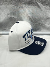 Load image into Gallery viewer, Tennessee Titans NFL '47 White TT Roscoe Hitch Rope Snapback Adjustable Hat showcasing the iconic logo and stylish rope detail, perfect for game day or casual wear.