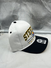Load image into Gallery viewer, Pittsburgh Steelers NFL '47 White TT Roscoe Hitch Rope Snapback Adjustable Hat showcasing the iconic Steelers logo in a stylish design.