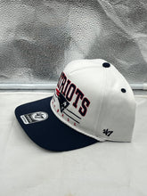 Load image into Gallery viewer, New England Patriots NFL '47 White TT Roscoe Hitch Rope Snapback Adjustable Hat side view highlighting the trendy rope detail and adjustable snapback feature.