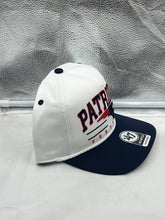 Load image into Gallery viewer, New England Patriots NFL '47 White TT Roscoe Hitch Rope Snapback Adjustable Hat showcasing the iconic Patriots logo against a vivid white background, perfect for game day.
