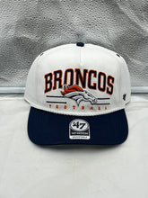 Load image into Gallery viewer, Denver Broncos NFL '47 White TT Roscoe Hitch Rope Snapback Adjustable Hat showcasing a classic rope design for fans.