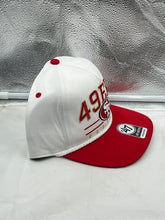 Load image into Gallery viewer, San Francisco 49ers NFL '47 White TT Roscoe Hitch Rope Snapback Adjustable Hat showcasing the iconic team logo and retro rope detail on a stylish white base.