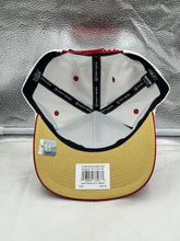 Load image into Gallery viewer, Close-up of San Francisco 49ers NFL '47 White TT Roscoe Hitch Rope Snapback Adjustable Hat highlighting the adjustable snapback feature and breathable material for comfort.