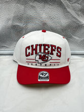 Load image into Gallery viewer, Kansas City Chiefs NFL '47 White TT Roscoe Hitch Rope Snapback Adjustable Hat showing the iconic Chiefs logo and stylish rope detail.