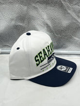 Load image into Gallery viewer, Seattle Seahawks NFL '47 White TT Roscoe Hitch Rope Snapback Adjustable Hat featuring a trendy rope design, showcasing team pride and stylish look.