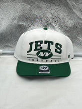 Load image into Gallery viewer, New York Jets NFL '47 White TT Roscoe Hitch Rope Snapback Adjustable Hat displaying team pride with a stylish design.