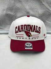 Load image into Gallery viewer, Arizona Cardinals NFL '47 White TT Roscoe Hitch Rope Snapback Adjustable Hat displayed against a clean background showcasing its stylish design and team colors.