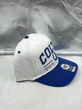 Load image into Gallery viewer, Indianapolis Colts NFL '47 White TT Roscoe Hitch Rope Snapback Adjustable Hat showcasing its adjustable snapback closure and stylish rope detail.