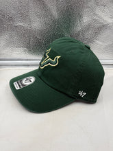 Load image into Gallery viewer, Close-up view of the South Florida Bulls USF NCAA '47 Brand Green Clean Up Adjustable Strapback Hat revealing the stylish embroidery and adjustable strap.