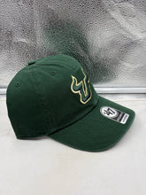 Load image into Gallery viewer, South Florida Bulls USF NCAA '47 Brand Green Clean Up Adjustable Strapback Hat laid flat against a neutral background highlighting its color and logo.