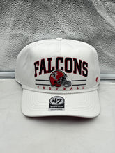 Load image into Gallery viewer, a white hat with the words falcons on it