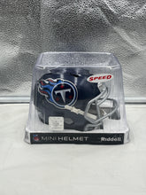 Load image into Gallery viewer, Tennessee Titans NFL Riddell Blue Speed Replica Mini Helmet front view showcasing the iconic Titans logo and vibrant blue color scheme.