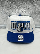Load image into Gallery viewer, Dallas Mavericks NBA '47 Brand White Two Tone Hitch Snapback Adjustable Hat front view showcasing team logo.