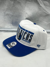Load image into Gallery viewer, Dallas Mavericks NBA '47 Brand White Two Tone Hitch Snapback Adjustable Hat side view highlighting the two-tone design.