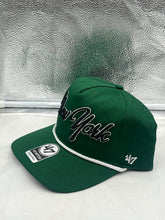 Load image into Gallery viewer, Close-up view of New York Jets NFL '47 Green Rope Script Hitch Snapback Adjustable Hat demonstrating adjustable snapback design for a perfect fit.