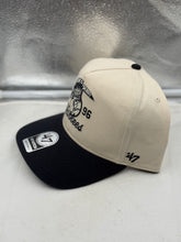 Load image into Gallery viewer, Close-up of the New York Yankees hat detailing the classic logo and premium materials used in the construction of this adjustable hat.