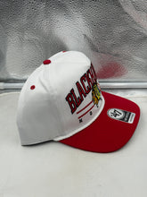 Load image into Gallery viewer, Front view of the Chicago Blackhawks NHL '47 Brand White TT Hitch Rope Adjustable Snapback Hat, emphasizing the team's logo and stylish design ideal for fans.